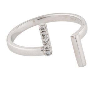 Aurate white gold diamond open line Ring fine jewelry 14k